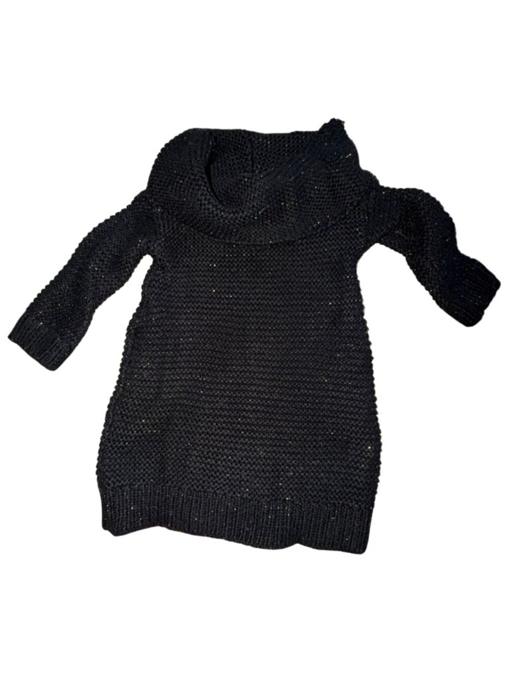 Cherokee Girls Knit Cowl Neck Tunic-Black/Gold-Size XS (4/5)-GUC